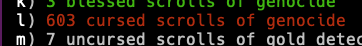 603 cursed scrolls of genocide in the NetHack inventory